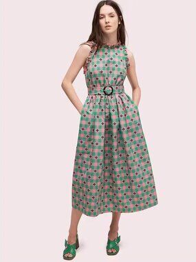 Kate Spade NWT Punchypink Collection Gingham Spade Belted Dress size 14